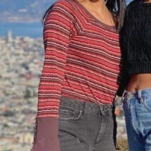 Free People Striped Bell Sleeve Top